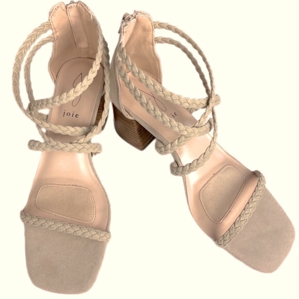 JOIE Felines braided strappy heeled sandals in Taupe Size 9 NWT No Box.